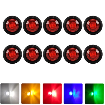 10pcs Indikatorjev LED 12V 24V Okrogla Prikolico Strani Marker Svetlo Rumena Bela Rdeča za Tovornjake Potrditev Luči Tovornjak Obrnite Signalna luč