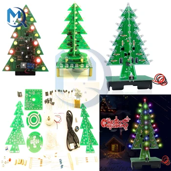 3D LED Božično Drevo Decor Pisane Vrtljiv Flash Božično Drevo Deli Komplet LED Luči Vezje Modul DIY Dimenzionalni