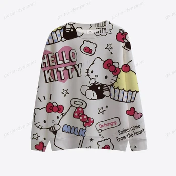 Hello Kitty Tiskanja Majica Ženske 2022 Jesensko Zimski Modni Oblikovalec Puloverji Jopice Femme Luksuzni Vrhovi Hoodies
