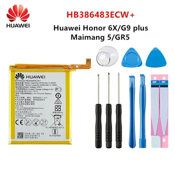 Hua Wei 100% Originalni HB386483ECW+ 3340mAh Baterija Za Huawei Maimang 5 Čast 6X G9 plus GR5 2017 MLA-AL00/AL10 Baterije +Orodja