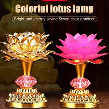 Lotus Pisane Luči 7Color za lotosov Cvet, Lučka Budistični Molitev Svetilke LED Barva Spreminja, Tempelj Svetlobe, lotosov Cvet, Lučka