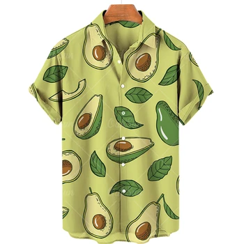 Moda moška Majica Hawaiian Poletno Sadje 3DPrint Priložnostne Počitnice Plaže Kratek Rokav Majice Velikosti Preprost Unisex Vrh Bluzo
