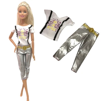 NK Uradni 1 Kos Moda Obleko Priložnostne Študent enotno Sodobno Majica Pu Trouseres Oblačila za Barbie Lutka Oprema Igrače
