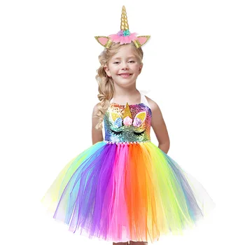 Pastelnih Samorog Obleke za Dekleta Unicorns Kostum za Rojstni dan Princesa Tutu Obleko Dekle, Otroci Halloween Kostumi Obleke