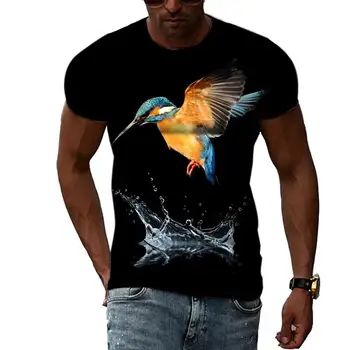 Poletje Moda Živali, Ptice, lepa grafika, t srajce Za Moške 3D Tiskanja Hip Hop Harajuku Osebnost Krog Vratu Kratek Sleeve Zgornji del