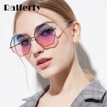 Ralferty Trendy Parcelo, sončna Očala Ženske sončna Očala UV400 Očala Nezakonitih Octagon Sunglases 2019 lunette soleil femme W047