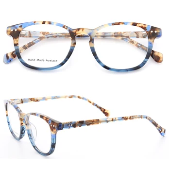 Retro Ženske Krog Eyeglass Okvir za ženske Optičnih Očal Okvir Kvadratnih Leopard Tiskanja Tortoise Moda Modro Zeleno Cvetno Očala