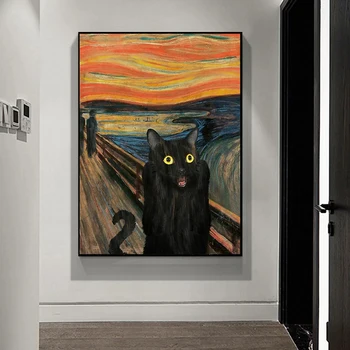 Sodobna Black Cat Portret Smešno Platno, Slike, Plakate in grafike Wall Art Slik, Dnevna Soba Dekoracijo Doma Cuadros