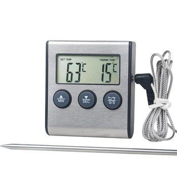 TP700 Mini Kuhinja Digitalni Kuhanje Mesa Termometer Temperature Živil za Peči, BBQ Žar Funkcija Timer + Sonda iz Nerjavečega Jekla