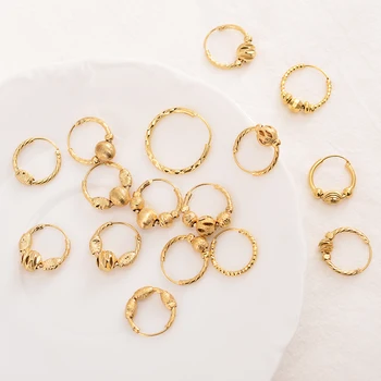 Uhani 24K Zlata Barva Majhne okrogle Hoop earings obroče pircing gold uhani piercings dodatkov za Ženske/Dekleta Nakit darila