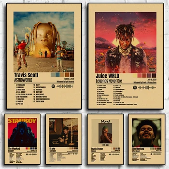 Vintage Nordijska Pop Glasbe, Album Zajema Plakat Rapper Estetske Hip Hop Weeknd Drake Platno Slikarstvo Za Wall Art Kawaii Soba Dekor