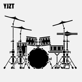 YJZT ZA 16,7 CM*12,1 CM Izmenljive Rock Glasbe, Drum Kit Set Vinyl/Črna / Srebrna Avto Nalepke C22-0773
